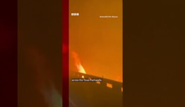 Fire truck drives through Texas wildfires. #Shorts #Texas #Wildfires #BBCNews