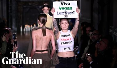 Peta protesters disrupt Victoria Beckham’s Paris fashion week show