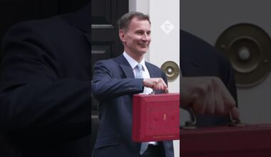 Spring Budget: Jeremy Hunt poses with famous Budget Red Box outside No 11