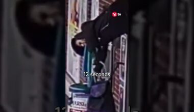 Shop shutters lift woman into air (Credit: Kennedy News and Media) #shopper #shorts