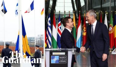 'Sweden has come home', PM tells Nato as flag raised at headquarters