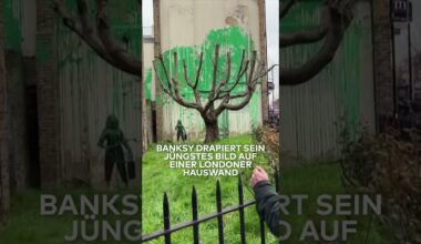 LONDON: Neues Banksy-Werk hinter gestutztem Baum zieht Besucher an! #shorts