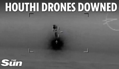 Watch moment Royal Navy warship blasts Houthi drones out of the sky over Red Sea