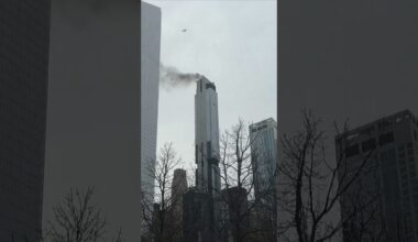 Skyscraper on fire near 9/11 memorial