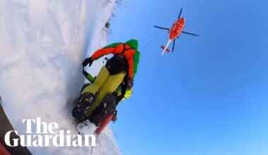 Mountaineers stranded on icy gully in Italian Alps rescued by helicopter