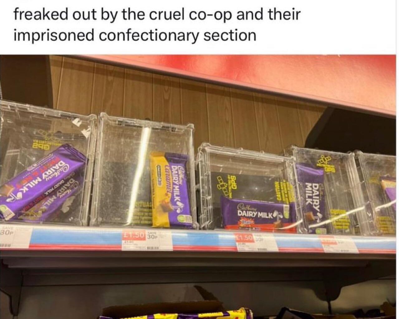 £1.50 cadburys bar locked away in a case ... how did we get here