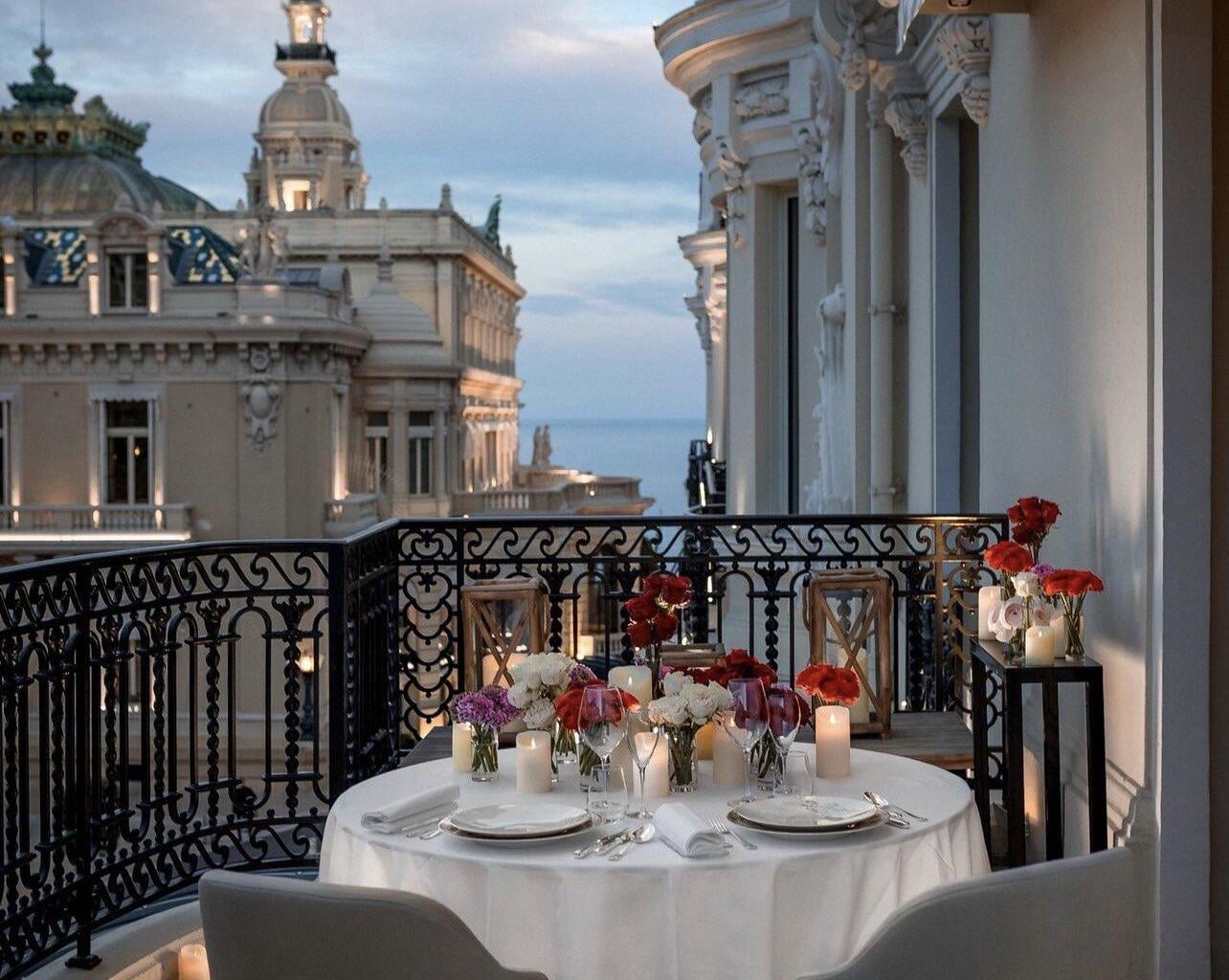 An evening dinner at the Hôtel de Paris Monte-Carlo, Monaco.