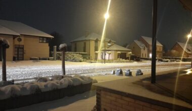 A modern suburban street in Limburg, Belgium this last winter - on the rare occassion that it snows here.