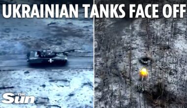 Ukrainian and Russian tanks face off in explosive head to head battle