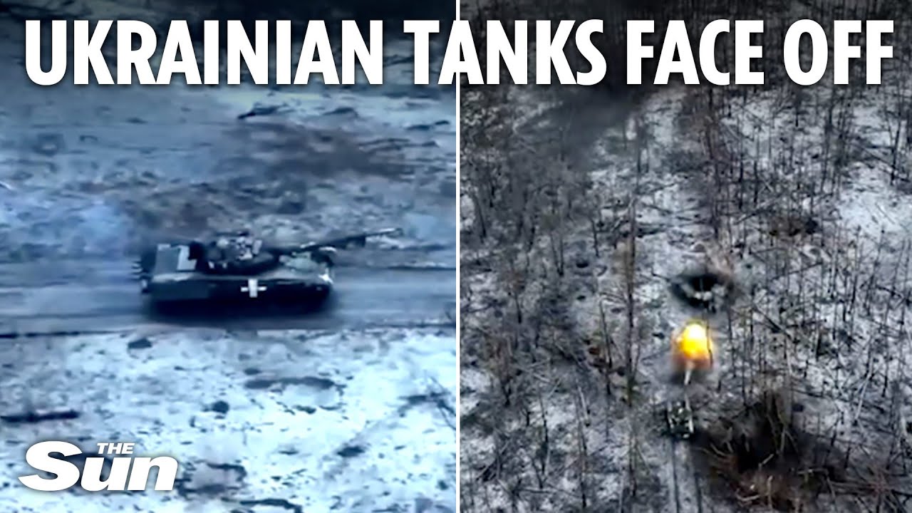 Ukrainian and Russian tanks face off in explosive head to head battle