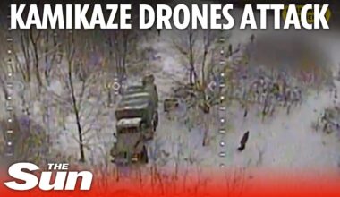 Ukraine kamikaze drones strike: Russian trucks burst into flames