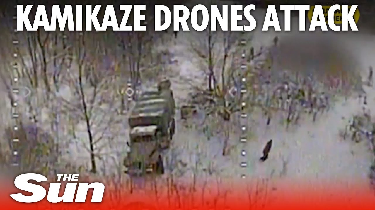 Ukraine kamikaze drones strike: Russian trucks burst into flames