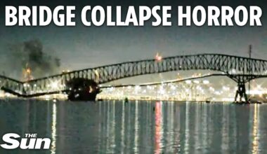 Moment bridge collapses after being hit by ship - throwing cars into river as mass casualties feared