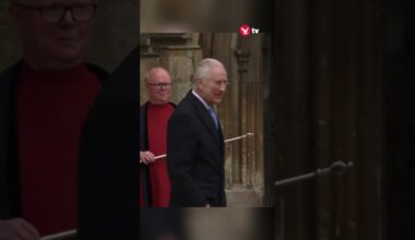 Charles waves as he arrives for Easter Sunday service in Windsor #shorts #king #royal #easter