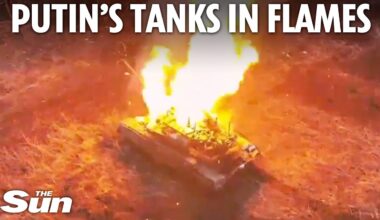 Russian tanks explode into flames as Ukrainian drones hunt down enemy targets on frontline