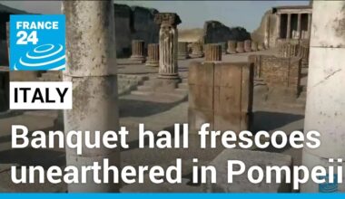 Roman banquet hall frescoes unearthered in Pompeii • FRANCE 24 English