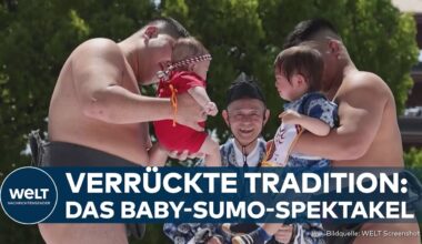 SUMO-FESTIVAL IN JAPAN: Darum versuchen Sumoringer Babys zum Weinen zu bringen