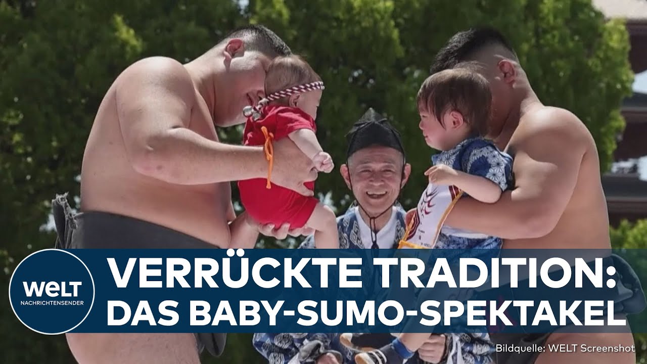 SUMO-FESTIVAL IN JAPAN: Darum versuchen Sumoringer Babys zum Weinen zu bringen