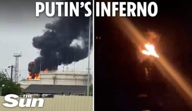 Explosions rip through Putin oil refinery as Ukraine kamikaze drones tear into Russian troops