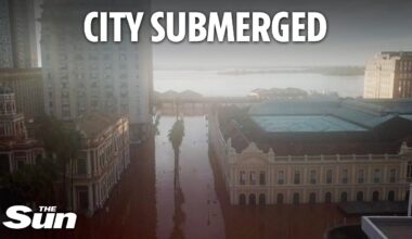 Drone footage shows city UNDERWATER as Brazil flooding kills dozens and leaves 115,000 homeless