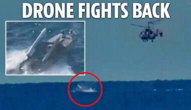 Russian helicopter attacks Ukraine sea drone - but finds it has a missile to defend itself