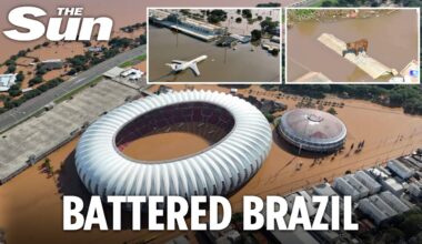 World Cup football stadium under water after 'apocalyptic' rain swamps Brazil killing at least 100