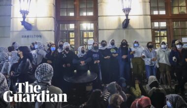 Pro-Palestinian protesters barricade Columbia University building