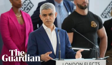 Sadiq Khan gives speech after being elected London mayor for third term