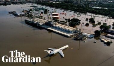 Brazil floods: footage shows airport under water as death toll rises