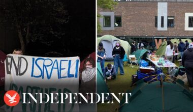 Gaza solidarity encampments set up at UK universities after protests across US campuses