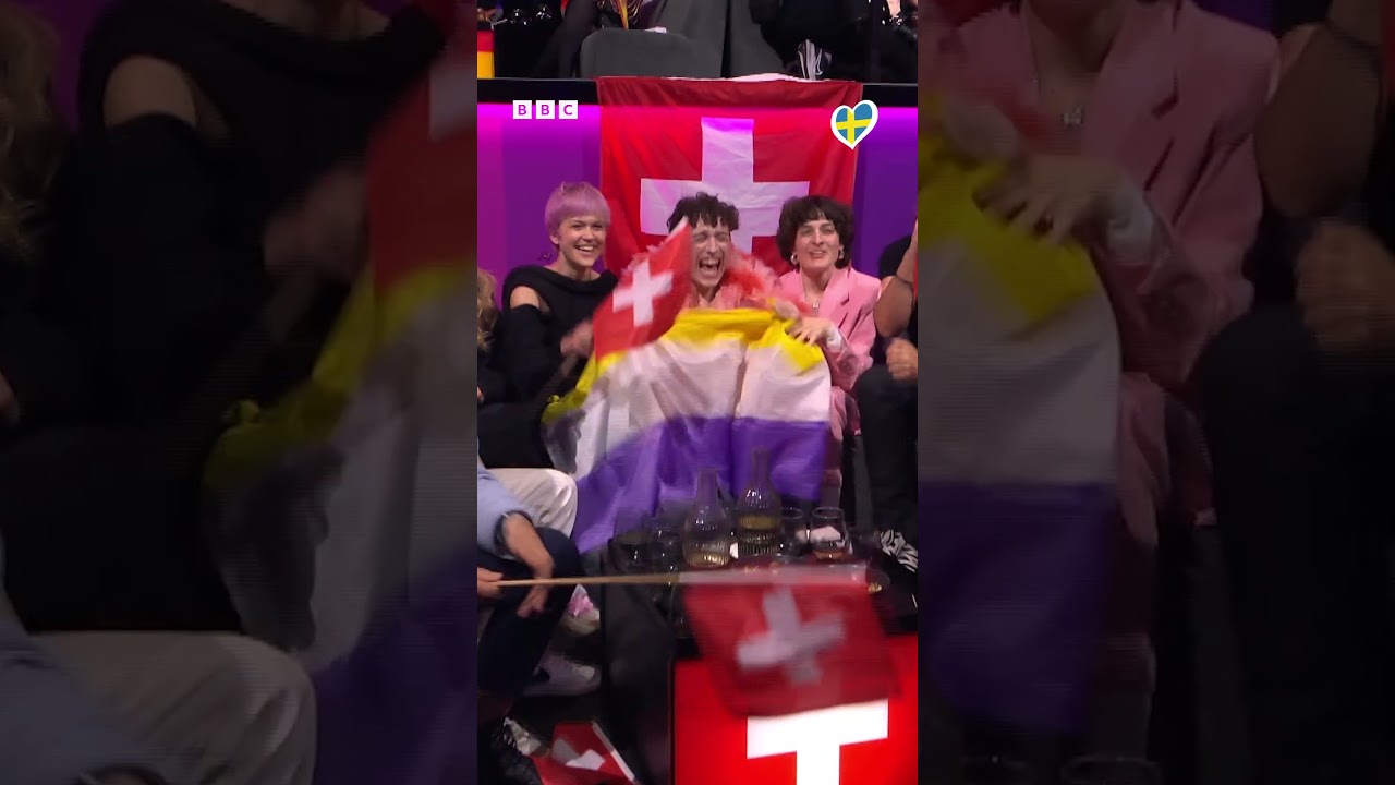 SWITZERLAND DOUZE POINTS!!!  Nemo’s reactions are so pure! ❤️‍🔥🫶 - BBC