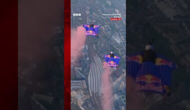 Skydivers complete wingsuit flight through London's Tower Bridge in world first. #Skydiving #BBCNews