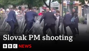 Video shows moment Slovak Prime Minister shot multiple times by 71-year-old gunman | BBC News