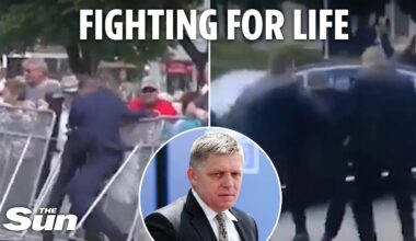 Horror moment Slovakian PM shot in stomach shown in new footage as 'gunman. 71' arrested