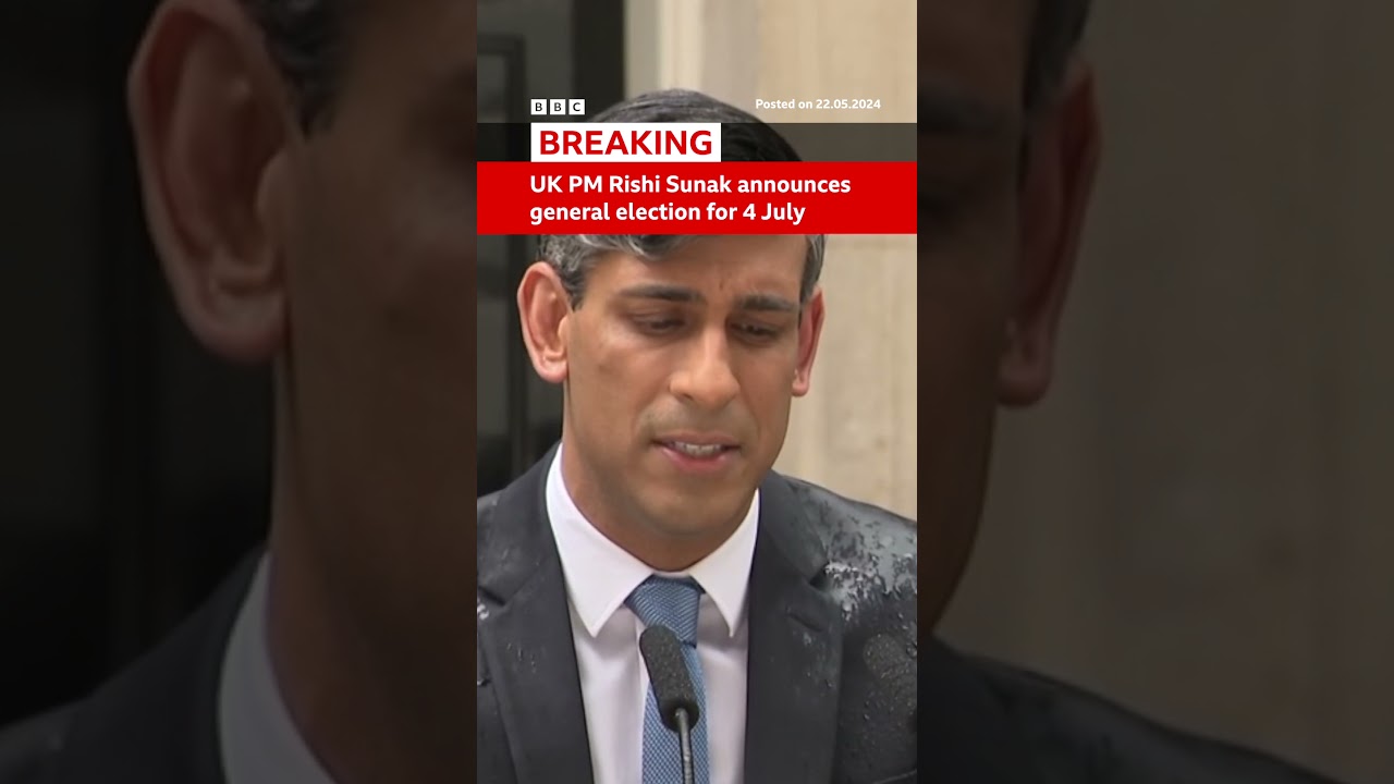 UK General Election announced by Prime Minister Rishi Sunak for 4 July #UKElection #BBCNews