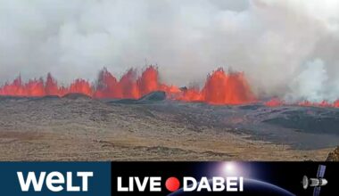 ISLAND: Neuer Vulkanausbruch bei Grindavik! Lava schießt meterhoch aus langem Riss | WELT LIVESTREAM