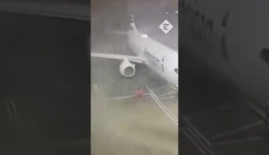 Plane blown away by strong winds at Texas airport