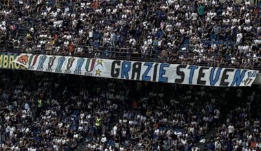 A “Thank you Steven Zhang” banner along with a flag of China in Inter-Lazio.