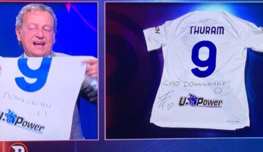 [Mari] Marcus Thuram gave Sandro Sabatini a signed shirt with “Hello downgrade” (He said Inter downgraded by signing Sommer, Bisseck, Frattesi and Thuram) and Sabatini will auction it for charity!