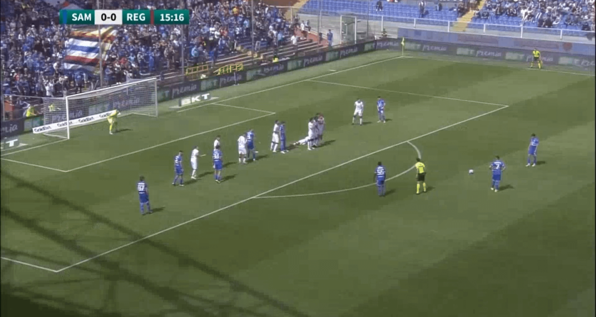 Sebastiano Esposito's game winning free kick against Reggiana to secure Serie B playoffs for Sampdoria