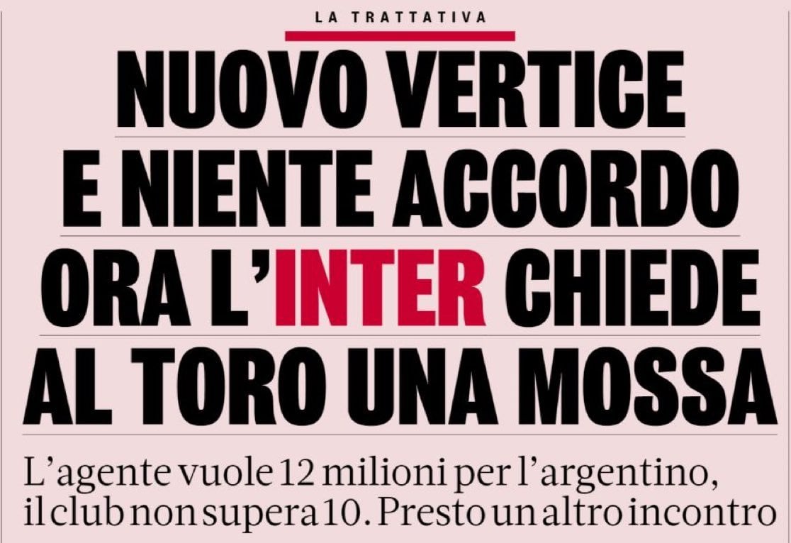 [GdS] Yesterday’s meeting confirmed that the deals for Lautaro’s renewal have changed compared to March. Now the request is €12M upwards, a figure that Inter cannot and does not want to reach. There was no rupture because both the club and the agent reiterated their desire to reach an agreement.