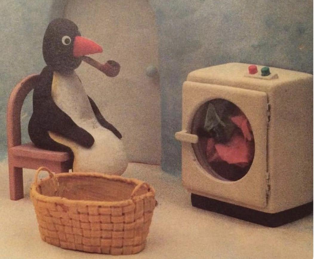 Why was Pingu's da always doing the washing when they didn't wear clothes?