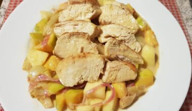 Exotischer Chicoree-Mango Salat mit Hähnchenbrust