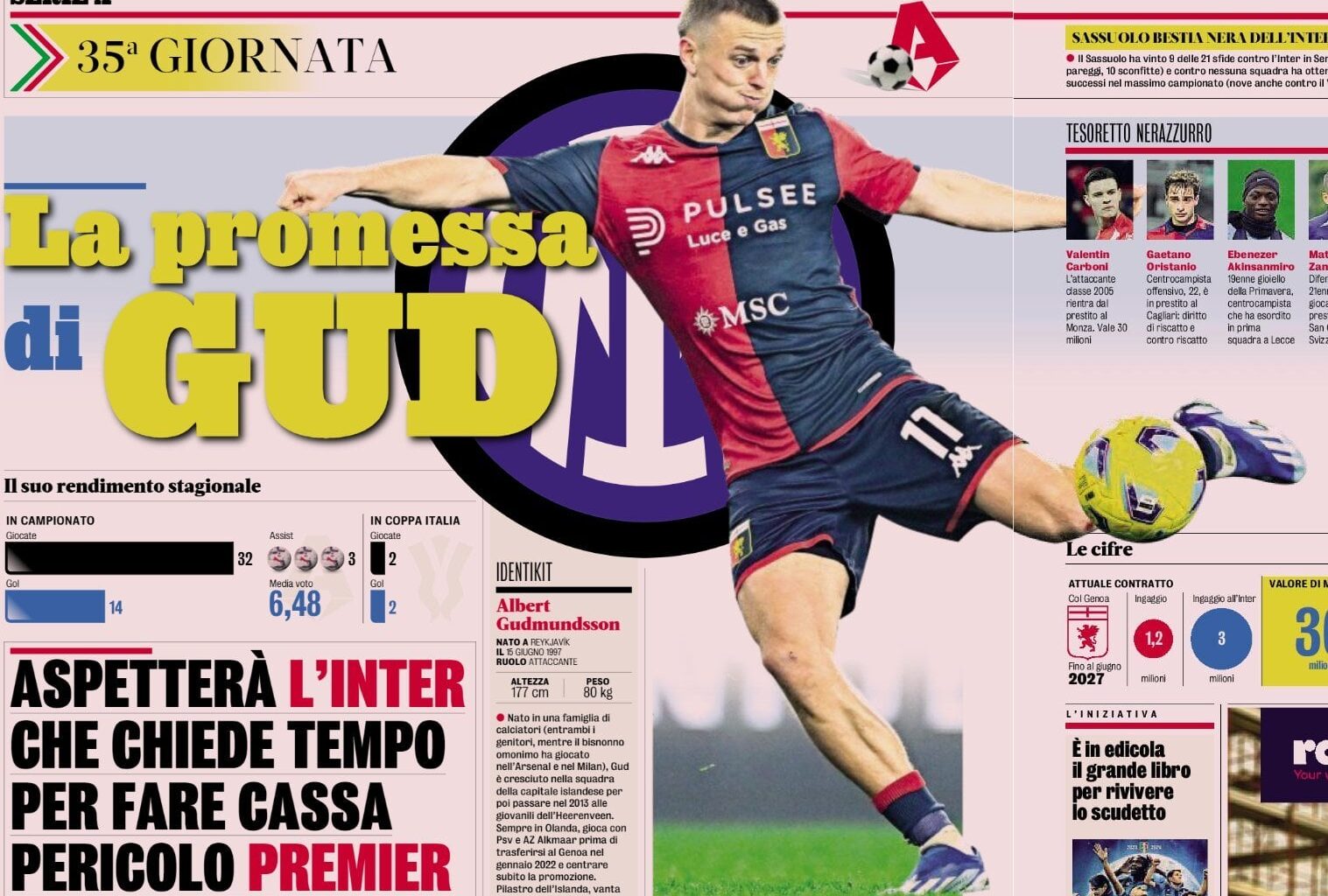 [GdS] "WAITING FOR YOU" - Inter ask for time and Gudmundsson gives priority. But there's the risk of bidding war and the Nerazzurri must hurry.