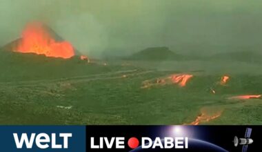 ISLAND: Vulkanausbruch bei Grindavik hält an! Lava-Fontänen schießen aus Mega-Riss | WELT LIVESTREAM