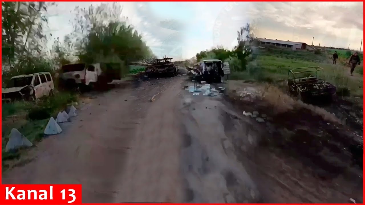 Large number of Russian vehicles destroyed on "Road of Death" -"Dead soldiers are left on roadside"