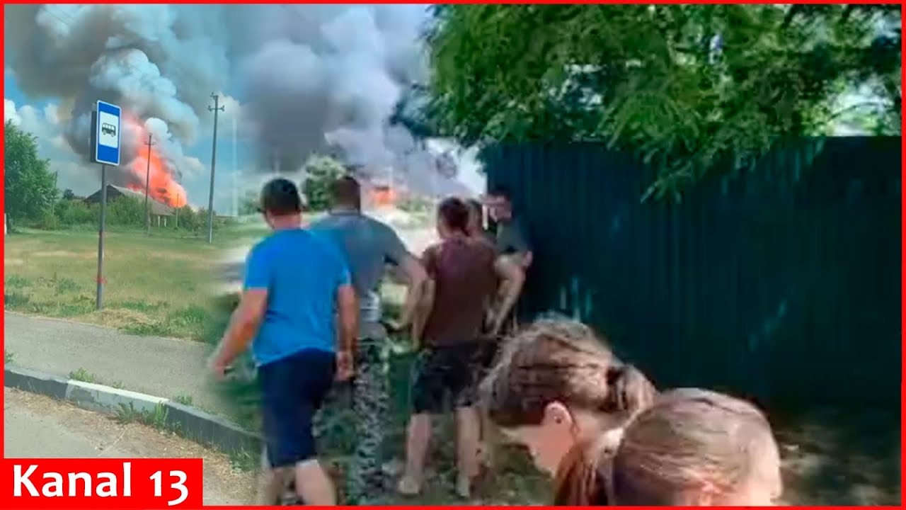 Ukrainian drones hit Russian ammunition warehouse in Belgorod - Strong fire broke out - Footage