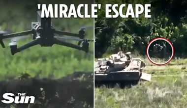 Dramatic moment wounded Ukrainian soldier surrounded by Russians is rescued by drone and tank