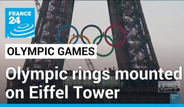 Olympic rings mounted on Eiffel Tower with 50 days to go until Paris Games • FRANCE 24 English