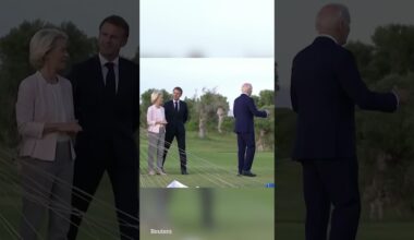 Moment Biden, 81, freezes AGAIN after shuffling away from G7 leaders